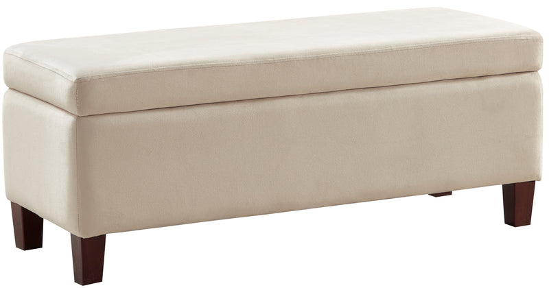 Hamilton Long Bench Storage Ottoman with Easy Lift Hinge Lid - Velvet Cream