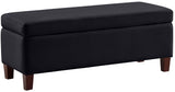 Hamilton Long Bench Storage Ottoman with Easy Lift Hinge Lid - Velvet Black