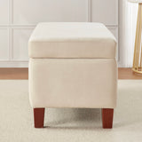 Hamilton Long Bench Storage Ottoman with Easy Lift Hinge Lid - Velvet Cream