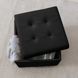 Crawford Velvet Tufted Square Storage Ottoman with Lift Off Lid - Black