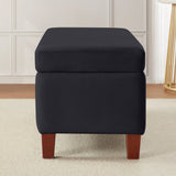 Hamilton Long Bench Storage Ottoman with Easy Lift Hinge Lid - Velvet Black