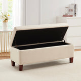 Hamilton Long Bench Storage Ottoman with Easy Lift Hinge Lid - Velvet Cream