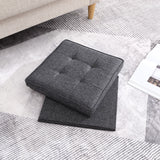 Collapsible Tufted Linen Square Coffee Table Storage Ottoman - Black