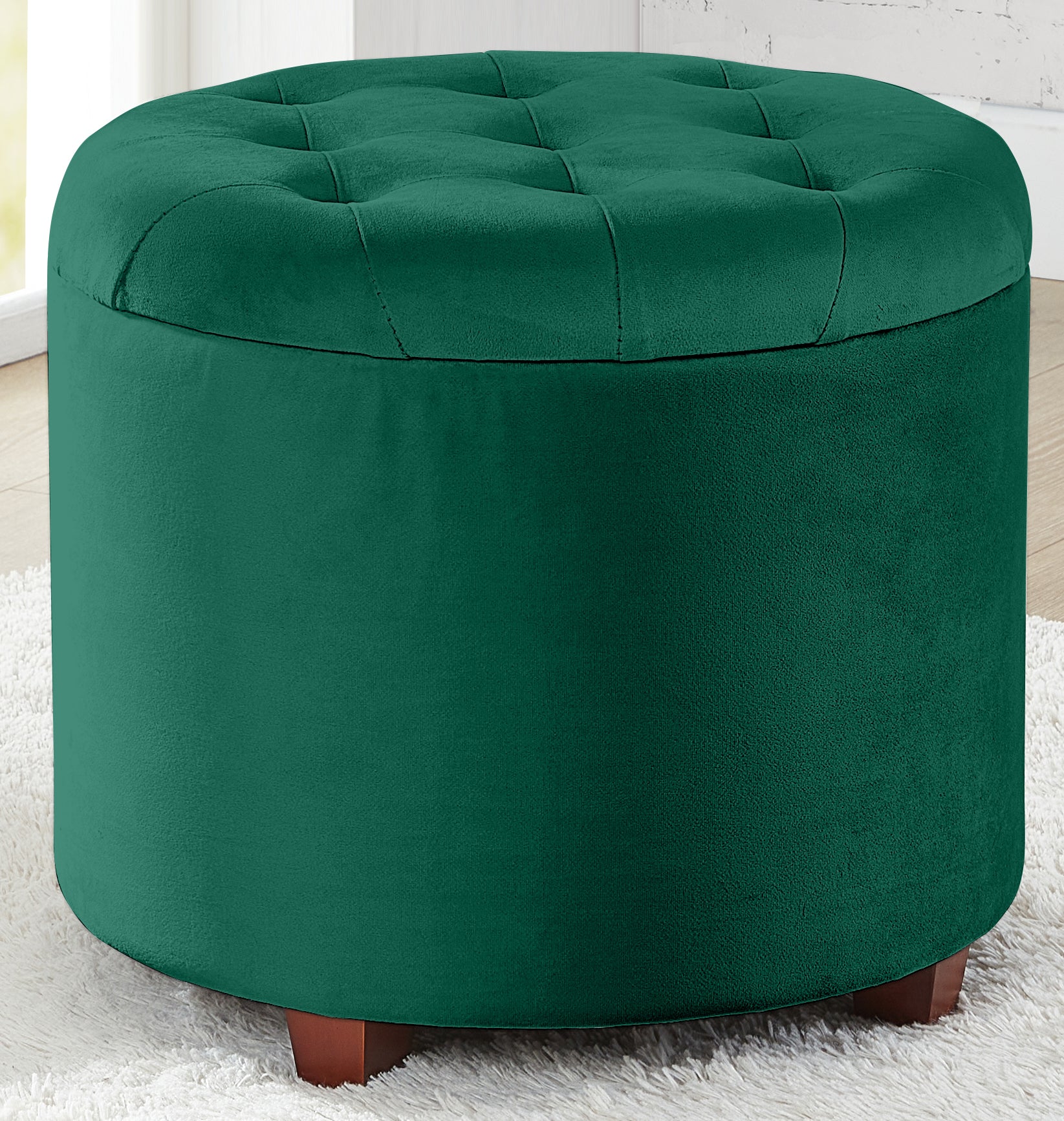 Donovan Round Tufted Storage Ottoman