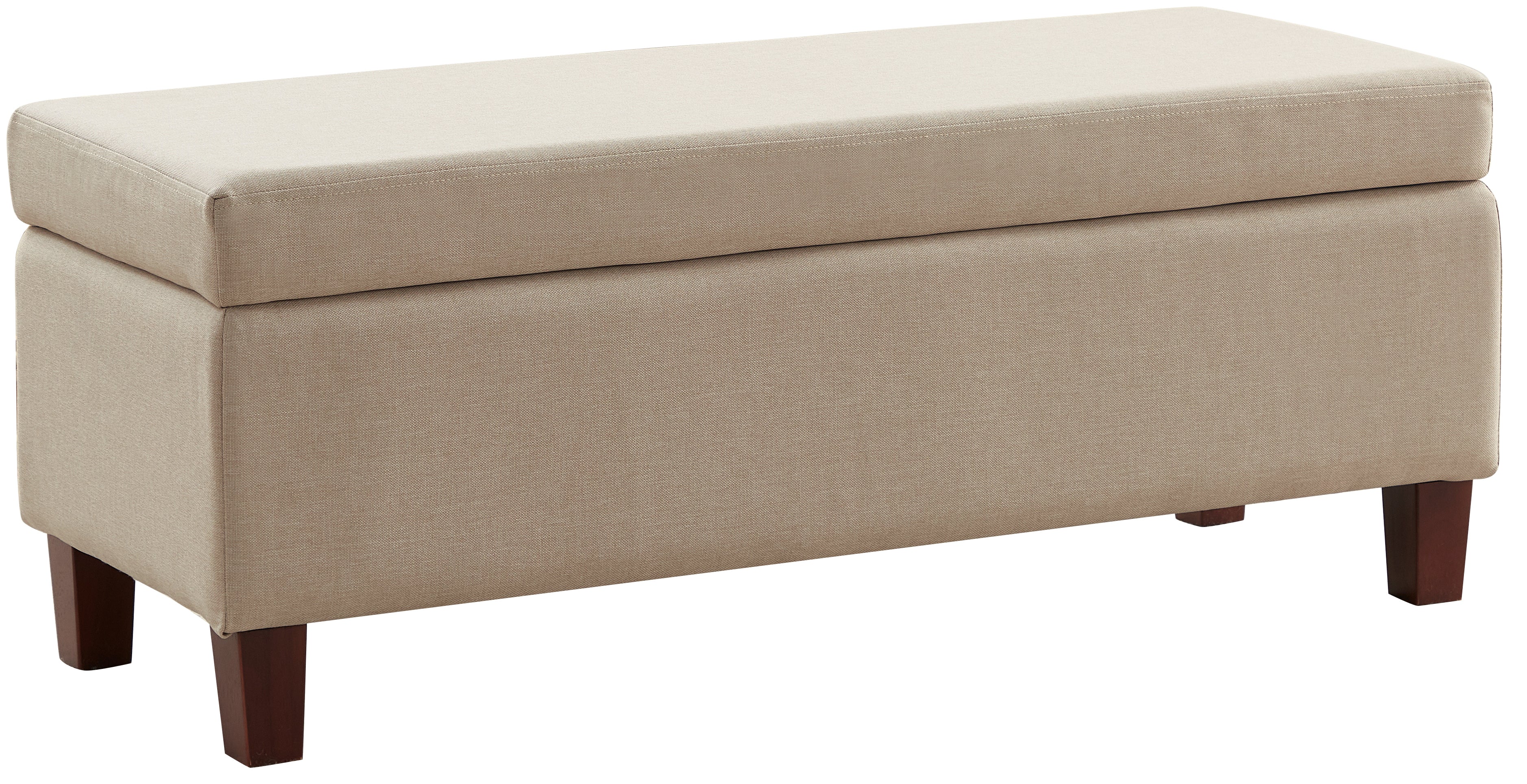 Hamilton Long Bench Storage Ottoman with Easy Lift Hinge Lid - Linen Beige