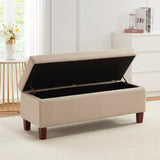 Hamilton Long Bench Storage Ottoman with Easy Lift Hinge Lid - Linen Beige