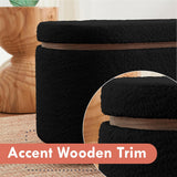 Boucle Teddy Storage Bench Ottoman with Removeable Lid - Black