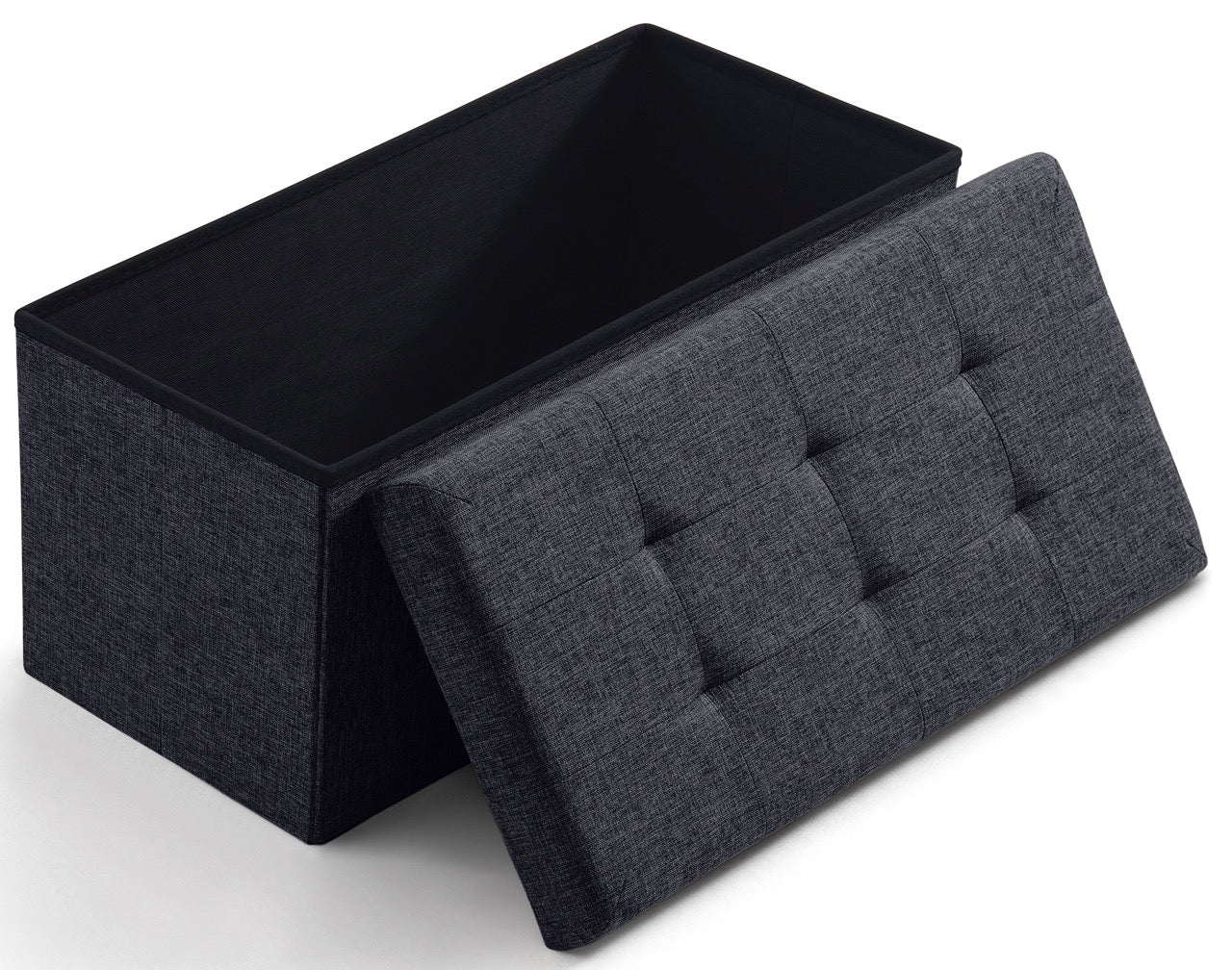 Foldable Tufted Linen 30' Inch Bench Storage Ottoman