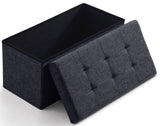 Foldable Tufted Linen 30' Inch Bench Storage Ottoman
