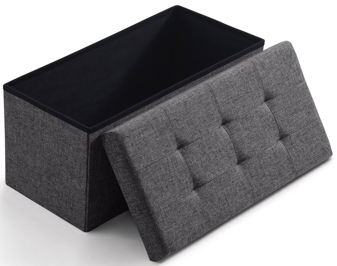Foldable Tufted Linen 30' Inch Bench Storage Ottoman