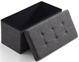 Foldable Tufted Linen 30' Inch Bench Storage Ottoman