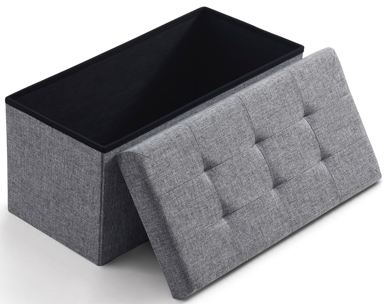 Foldable Tufted Linen 30' Inch Bench Storage Ottoman