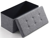 Foldable Tufted Linen 30' Inch Bench Storage Ottoman