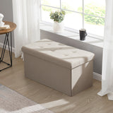Foldable Tufted Linen 30' Inch Bench Storage Ottoman