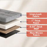 Foldable Tufted Linen Long Bench Storage Ottoman with 3 Drawers - Gray