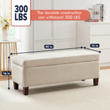 Hamilton Long Bench Storage Ottoman with Easy Lift Hinge Lid - Velvet Cream