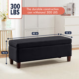 Hamilton Long Bench Storage Ottoman with Easy Lift Hinge Lid - Velvet Black
