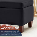 Hamilton Long Bench Storage Ottoman with Easy Lift Hinge Lid - Velvet Black