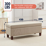 Hamilton Long Bench Storage Ottoman with Easy Lift Hinge Lid - Linen Beige