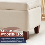 Hamilton Long Bench Storage Ottoman with Easy Lift Hinge Lid - Velvet Cream