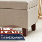 Hamilton Long Bench Storage Ottoman with Easy Lift Hinge Lid - Linen Beige