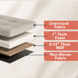 Foldable Tufted Linen Long Bench Storage Ottoman with 3 Drawers - Beige