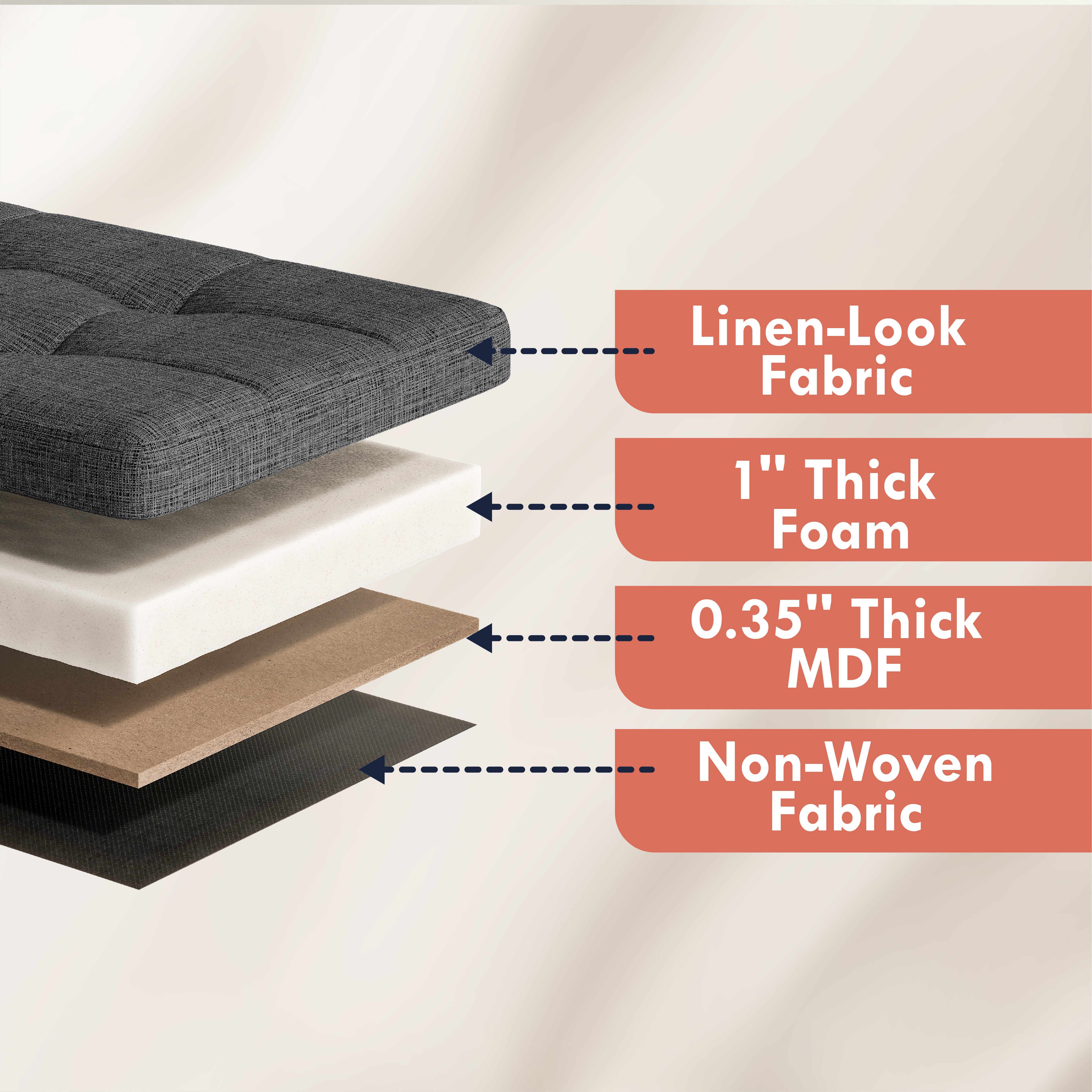 Foldable Tufted Linen Long Bench Storage Ottoman with 3 Drawers - Black