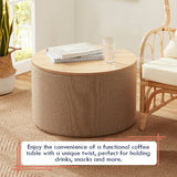 Parker Round Linen Coffee Table Storage Ottoman