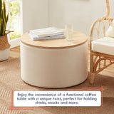 Parker Round Velvet Coffee Table Storage Ottoman - Cream