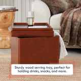 Collapsible Tufted Faux Leather Square Coffee Table Storage Ottoman