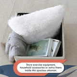 Crawford Linen Tufted Square Storage Ottoman with Lift Off Lid