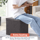 Collapsible Tufted Linen Square Coffee Table Storage Ottoman - Charcoal Gray