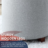 Lawrence Round Linen Storage Ottoman with Table Top Lid - Gray