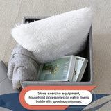 Crawford Linen Tufted Square Storage Ottoman with Lift Off Lid - Gray
