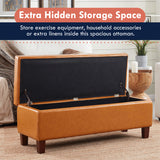 Hamilton Faux Leather Long Bench Storage Ottoman with Easy Lift Hinge Lid - Cognac
