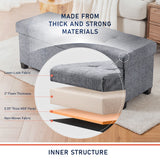 Foldable Tufted 43 Inch Long Linen Bench Storage Ottoman with Legs - Gray