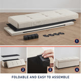 Foldable Tufted 43 Inch Long Linen Bench Storage Ottoman with Legs - Beige