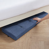 Foldable Tufted 43 Inch Long Linen Bench Storage Ottoman with Legs - Navy