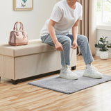 Foldable Tufted 43 Inch Long Linen Bench Storage Ottoman with Legs - Beige