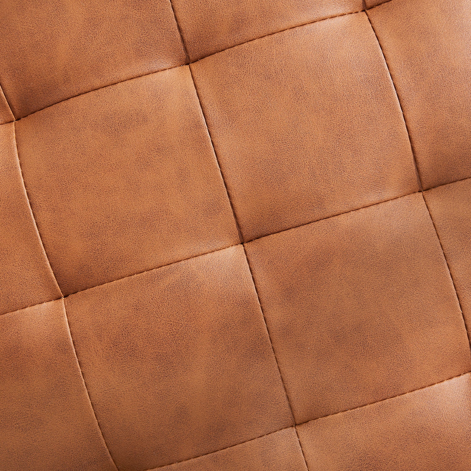 Donovan Round Tufted Faux Leather Storage Ottoman - Cognac
