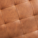 Donovan Round Tufted Faux Leather Storage Ottoman - Cognac