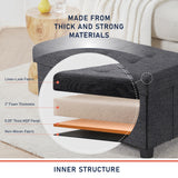 Foldable Tufted 30 Inch Linen Bench Storage Ottoman with Legs - Charcoal Gray
