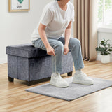 Foldable Tufted 30 Inch Linen Bench Storage Ottoman with Legs - Gray