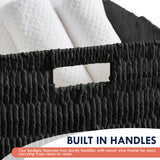 Foldable Paper Wicker Storage Shelf Basket Cube Bin with Handles - Black
