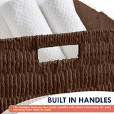 Foldable Paper Wicker Storage Shelf Basket Cube Bin with Handles - Brown