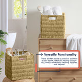 Foldable Paper Wicker Storage Shelf Basket Cube Bin with Handles - Taupe