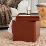 Collapsible Tufted Faux Leather Square Coffee Table Storage Ottoman
