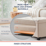 Foldable Tufted 15 Inch Square Linen Storage Ottoman with Legs
