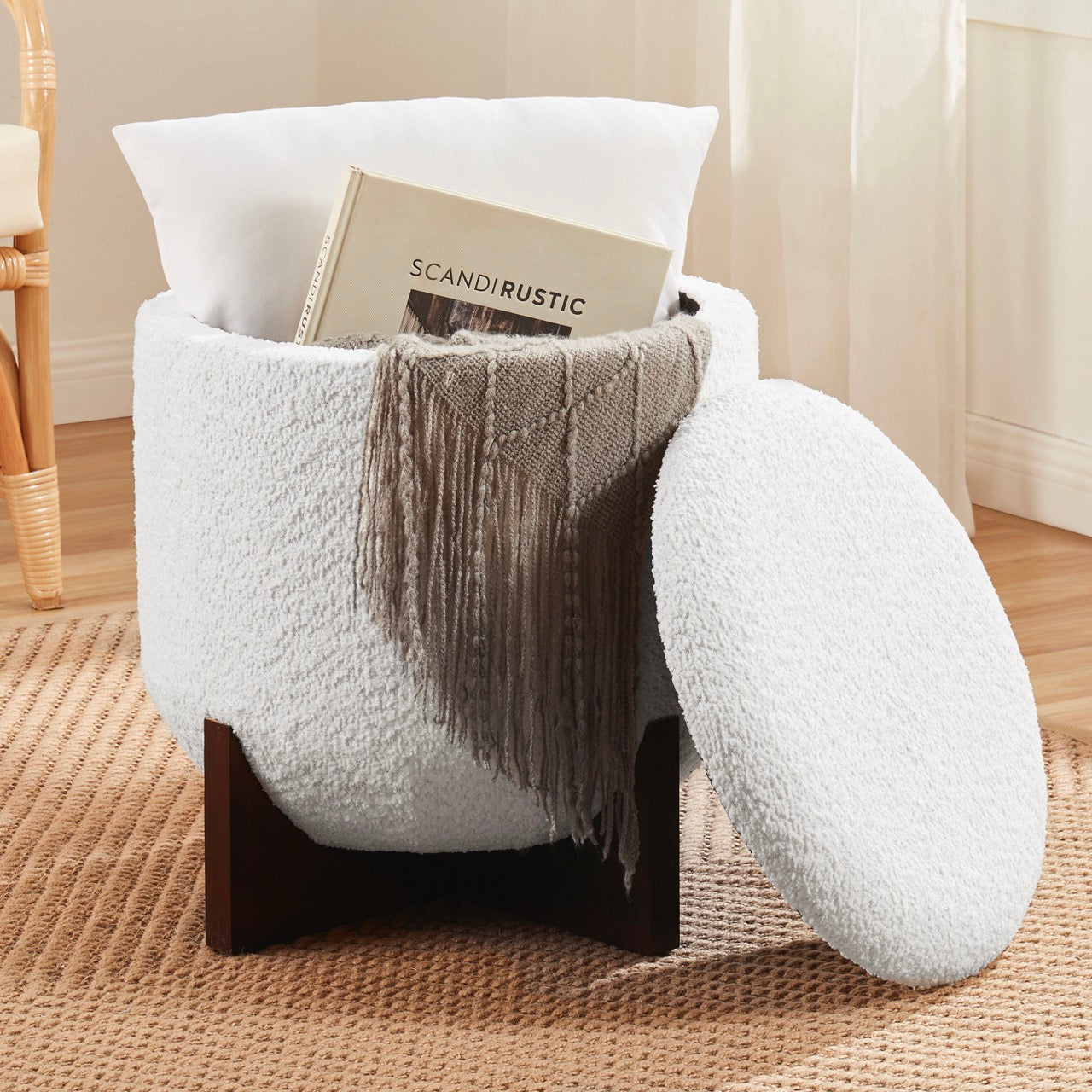 Bradford Round Boucle Ottoman