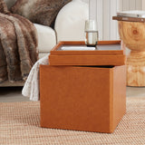 Collapsible Tufted Faux Leather Square Coffee Table Storage Ottoman